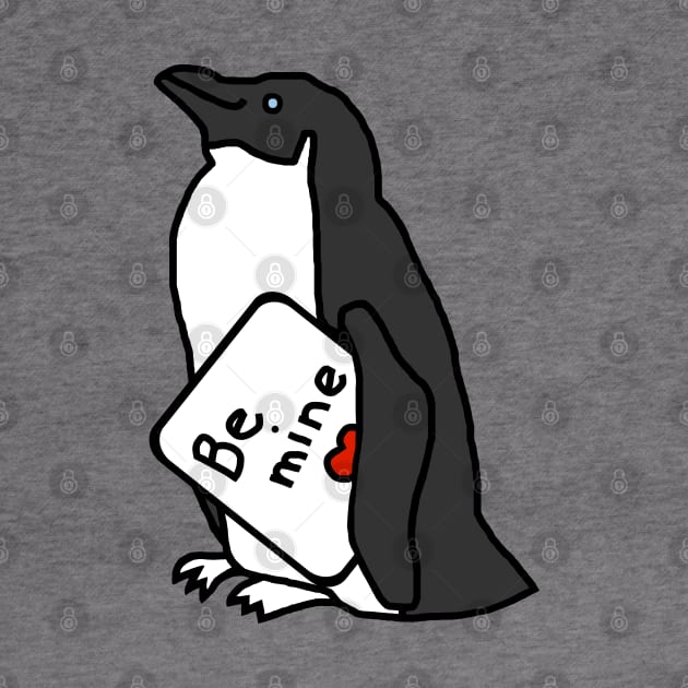 Cute Penguin says Be Mine on Valentines Day by ellenhenryart